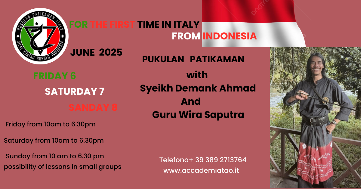 6-7-8- Giugno 2025 per la prima volta in Italia Syeikh Demank Ahmad Pukulan Patikaman Silat