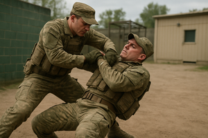 Due militari in allenamento di combattimento